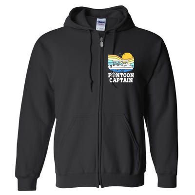 Funny Pontoon Captain Vintage Pontoon Boat Full Zip Hoodie