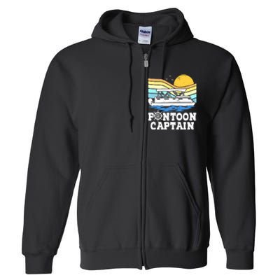 Funny Pontoon Captain Vintage Pontoon Boat Full Zip Hoodie