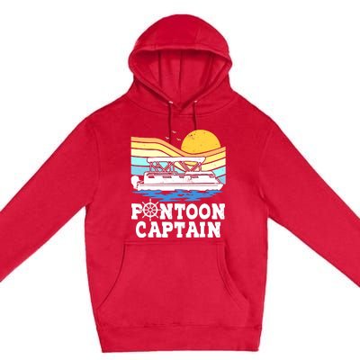 Funny Pontoon Captain Vintage Pontoon Boat Premium Pullover Hoodie