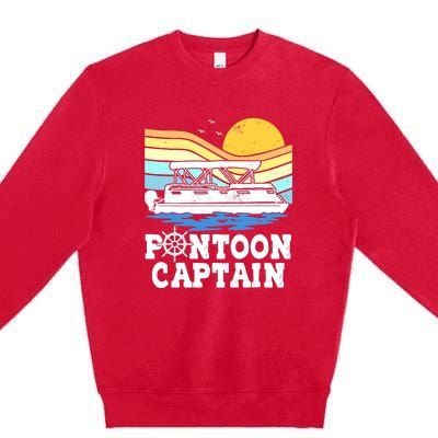 Funny Pontoon Captain Vintage Pontoon Boat Premium Crewneck Sweatshirt