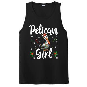 Funny Pelican Christmas Santa Hat Lights Snowflakes Gift PosiCharge Competitor Tank