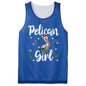 Funny Pelican Christmas Santa Hat Lights Snowflakes Gift Mesh Reversible Basketball Jersey Tank