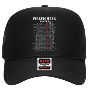 FireFighters Prayer Clothes Gift High Crown Mesh Back Trucker Hat