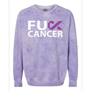 Fuck Pancreatic Cancer F U Fu Purple Ribbon Cancer Awareness Cute Gift Colorblast Crewneck Sweatshirt