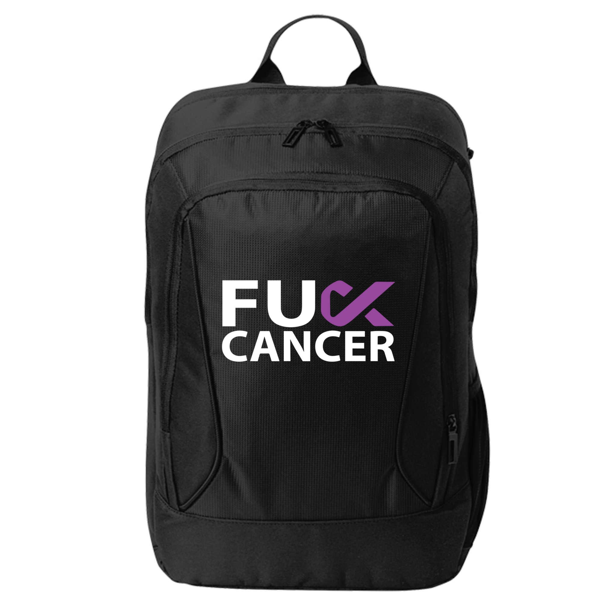 Fuck Pancreatic Cancer F U Fu Purple Ribbon Cancer Awareness Cute Gift City Backpack