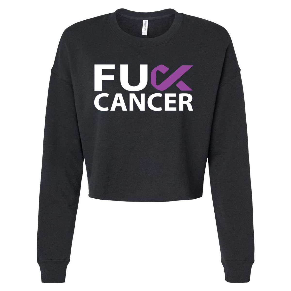 Fuck Pancreatic Cancer F U Fu Purple Ribbon Cancer Awareness Cute Gift Cropped Pullover Crew