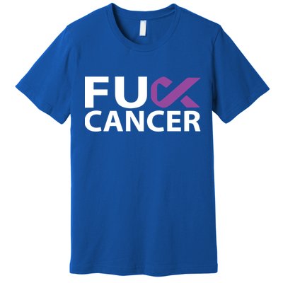 Fuck Pancreatic Cancer F U Fu Purple Ribbon Cancer Awareness Cute Gift Premium T-Shirt
