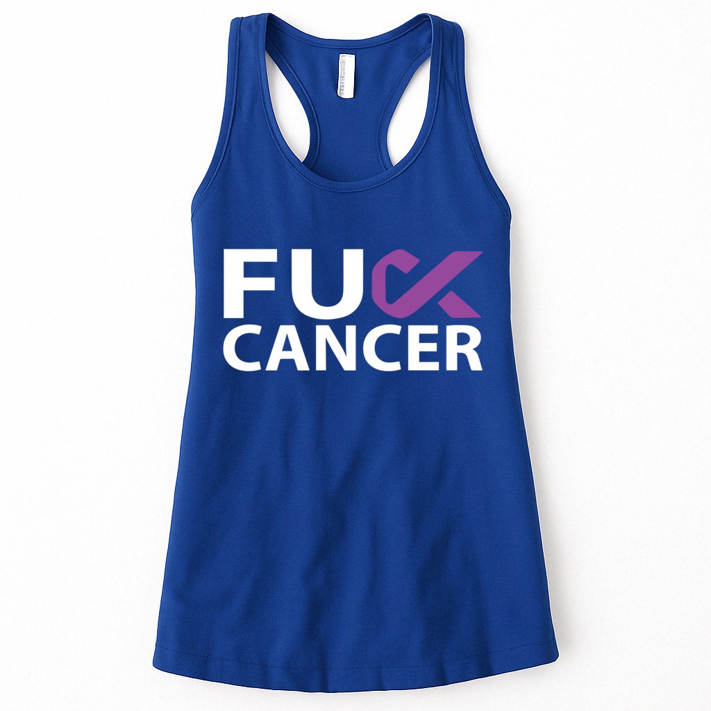 Fuck Pancreatic Cancer F U Fu Purple Ribbon Cancer Awareness Cute Gift Womens Tank Top