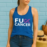 Fuck Pancreatic Cancer F U Fu Purple Ribbon Cancer Awareness Cute Gift Womens Tank Top