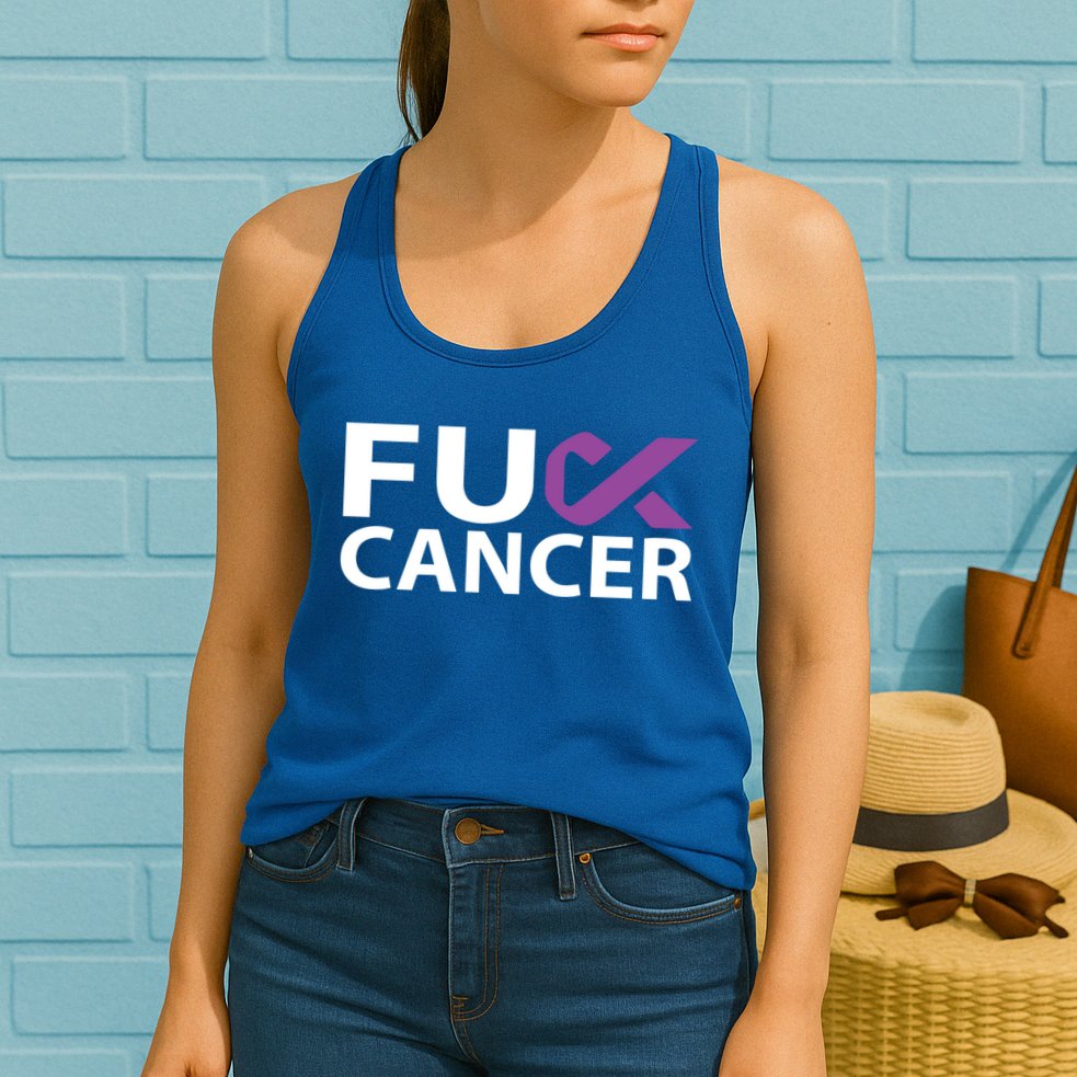 Fuck Pancreatic Cancer F U Fu Purple Ribbon Cancer Awareness Cute Gift Womens Tank Top