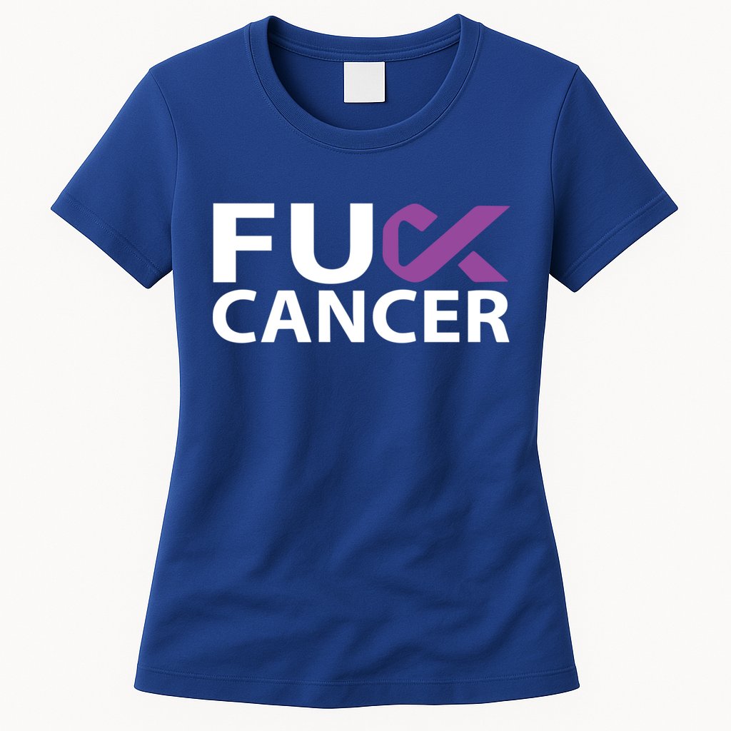 Fuck Pancreatic Cancer F U Fu Purple Ribbon Cancer Awareness Cute Gift Womens T-Shirt