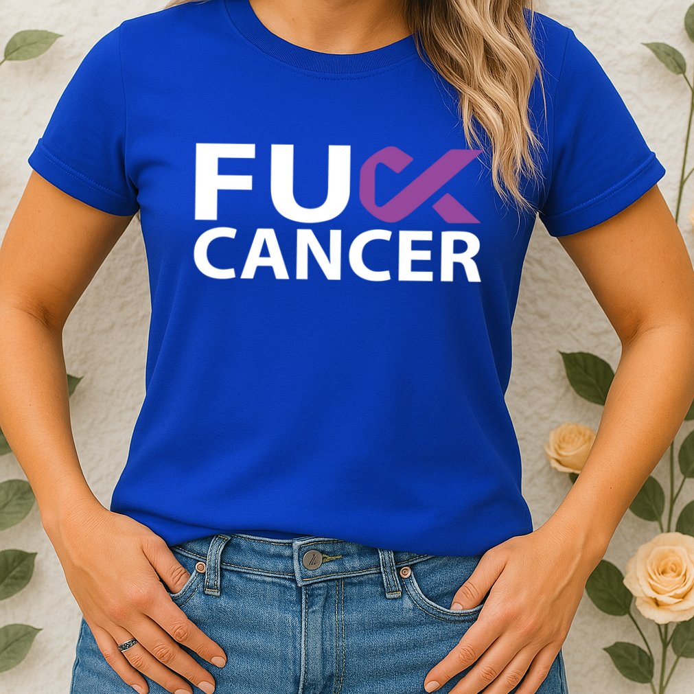 Fuck Pancreatic Cancer F U Fu Purple Ribbon Cancer Awareness Cute Gift Womens T-Shirt