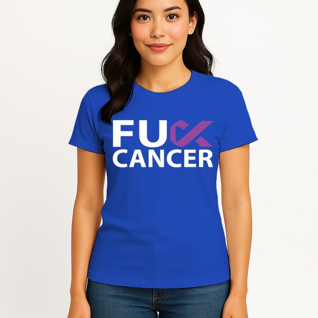 Fuck Pancreatic Cancer F U Fu Purple Ribbon Cancer Awareness Cute Gift Womens T-Shirt