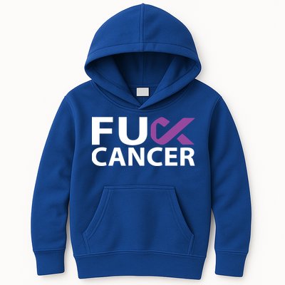 Fuck Pancreatic Cancer F U Fu Purple Ribbon Cancer Awareness Cute Gift Kids Hoodie