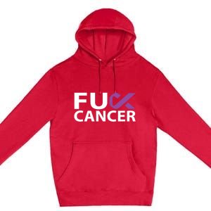 Fuck Pancreatic Cancer F U Fu Purple Ribbon Cancer Awareness Cute Gift Premium Pullover Hoodie