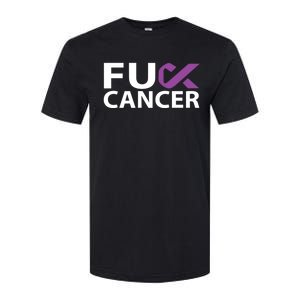 Fuck Pancreatic Cancer F U Fu Purple Ribbon Cancer Awareness Cute Gift Softstyle CVC T-Shirt