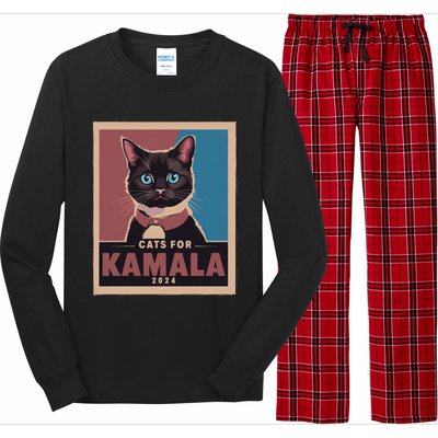 Funny Political Cats For Kamala Long Sleeve Pajama Set