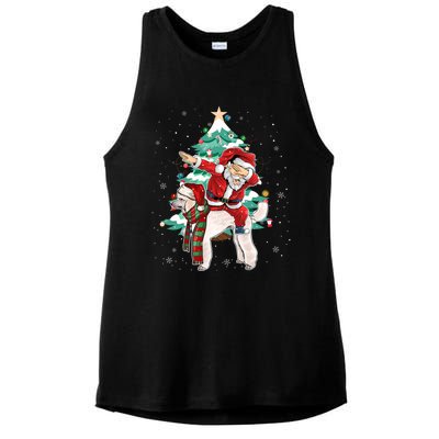 Funny Poodle Christmas Tree Dabbing Santa Xmas Gift Ladies PosiCharge Tri-Blend Wicking Tank