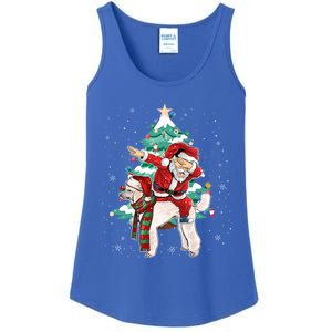 Funny Poodle Christmas Tree Dabbing Santa Xmas Gift Ladies Essential Tank