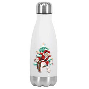 Funny Poodle Christmas Tree Dabbing Santa Xmas Gift Stainless Steel Insulated Water Bottle