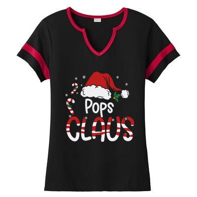 Funny Pops Claus Christmas Pajamas Santa Hat Costume Ladies Halftime Notch Neck Tee