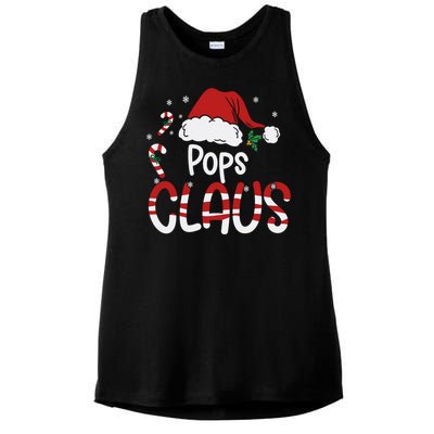 Funny Pops Claus Christmas Pajamas Santa Hat Costume Ladies PosiCharge Tri-Blend Wicking Tank