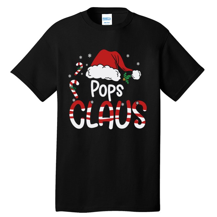 Funny Pops Claus Christmas Pajamas Santa Hat Costume Tall T-Shirt