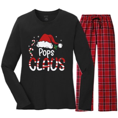 Funny Pops Claus Christmas Pajamas Santa Hat Costume Women's Long Sleeve Flannel Pajama Set 