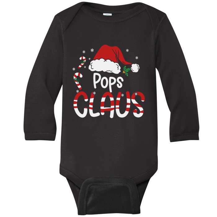 Funny Pops Claus Christmas Pajamas Santa Hat Costume Baby Long Sleeve Bodysuit