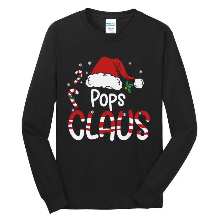 Funny Pops Claus Christmas Pajamas Santa Hat Costume Tall Long Sleeve T-Shirt