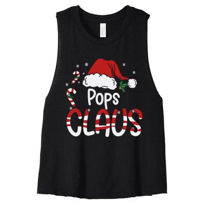 Funny Pops Claus Christmas Pajamas Santa Hat Costume Women's Racerback Cropped Tank