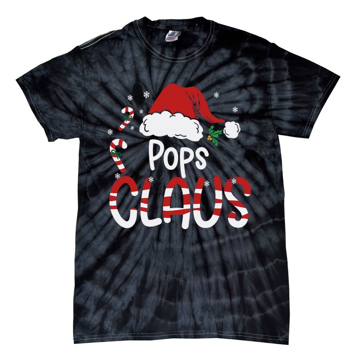 Funny Pops Claus Christmas Pajamas Santa Hat Costume Tie-Dye T-Shirt