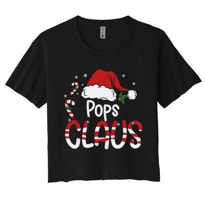 Funny Pops Claus Christmas Pajamas Santa Hat Costume Women's Crop Top Tee