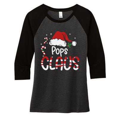 Funny Pops Claus Christmas Pajamas Santa Hat Costume Women's Tri-Blend 3/4-Sleeve Raglan Shirt