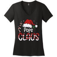 Funny Pops Claus Christmas Pajamas Santa Hat Costume Women's V-Neck T-Shirt