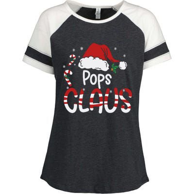 Funny Pops Claus Christmas Pajamas Santa Hat Costume Enza Ladies Jersey Colorblock Tee