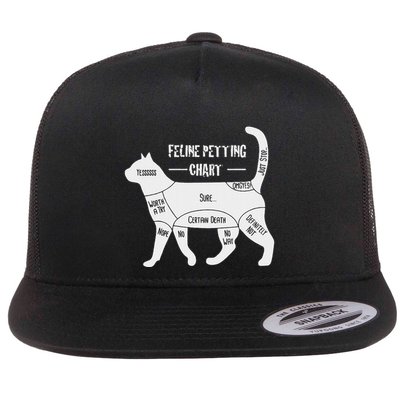 Feline Petting Chart Cat Apparel Flat Bill Trucker Hat