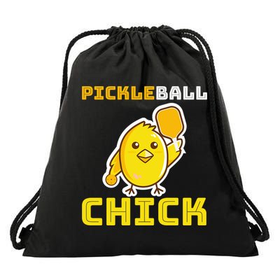 Funny Pickleball Chick Drawstring Bag
