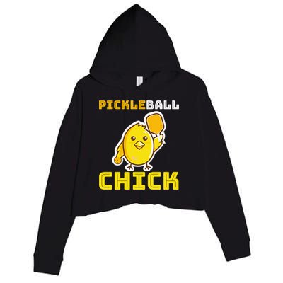 Funny Pickleball Chick Crop Fleece Hoodie
