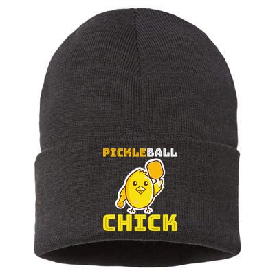 Funny Pickleball Chick Sustainable Knit Beanie