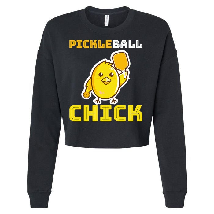 Funny Pickleball Chick Cropped Pullover Crew