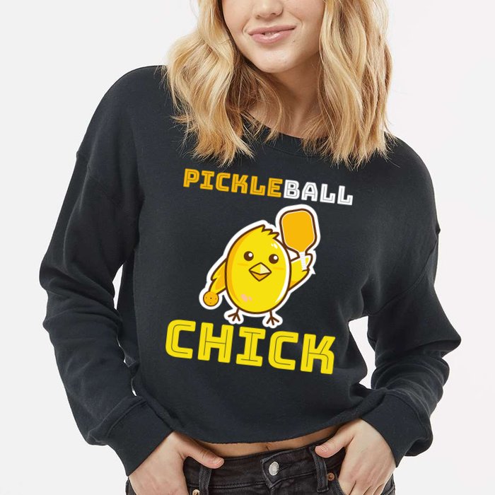 Funny Pickleball Chick Cropped Pullover Crew