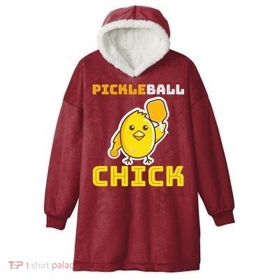 Funny Pickleball Chick Hooded Wearable Blanket