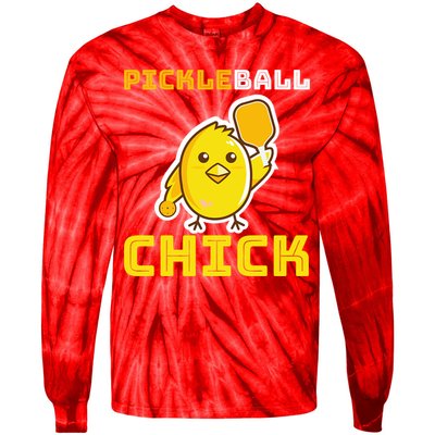 Funny Pickleball Chick Tie-Dye Long Sleeve Shirt