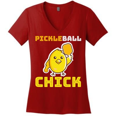 Funny Pickleball Chick Women's V-Neck T-Shirt
