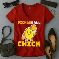 Funny Pickleball Chick Women's V-Neck T-Shirt