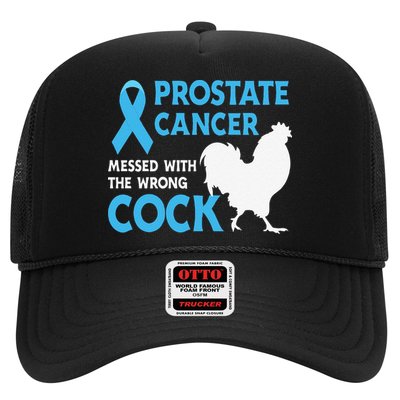 Funny Prostate Cancer Messed With The Wrong Cock Cancer Awareness Trucker Hat
