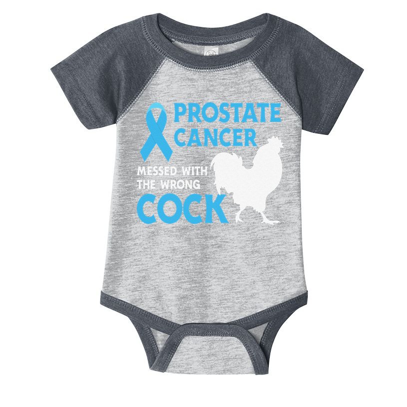 Funny Prostate Cancer Messed With The Wrong Cock Cancer Awareness Infant Baby Jersey Bodysuit