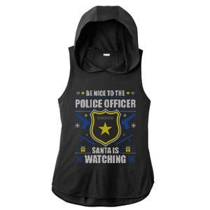 Funny Policeman Christmas Police Officer Ugly Christmas Ladies PosiCharge Tri-Blend Wicking Draft Hoodie Tank