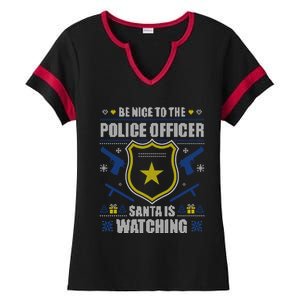 Funny Policeman Christmas Police Officer Ugly Christmas Ladies Halftime Notch Neck Tee